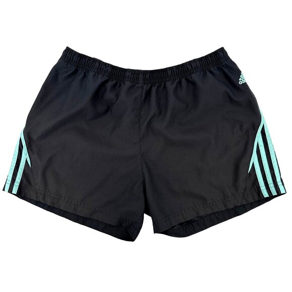 Adidas Womens Black Nylon Triple Stripe Elastic Waist Athletic Shorts Size M - Picture 1 of 7